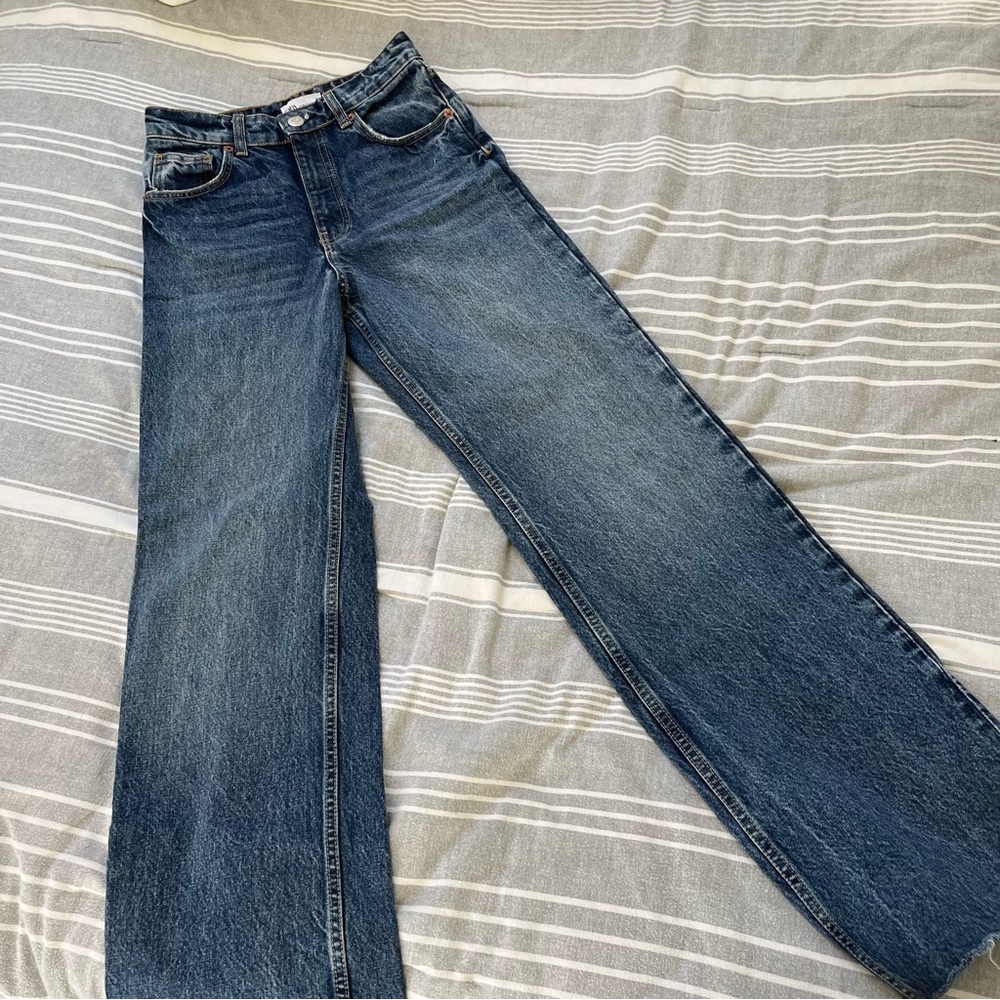 Zara blue wide leg jeans